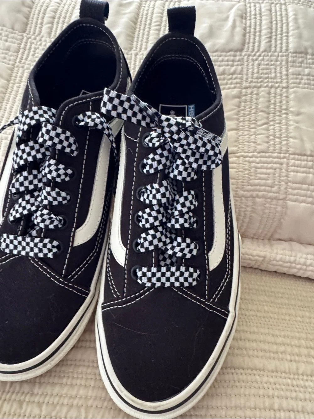 Vans Black and White Checkerboard Laced Sneakers